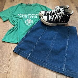 Free People Modern Femme Denim Mini Skirt | Size 4 | Stretch